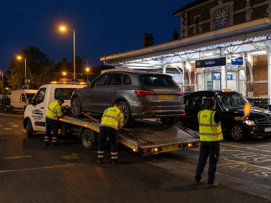 Audi Q5 Recovery Surbiton station at Night