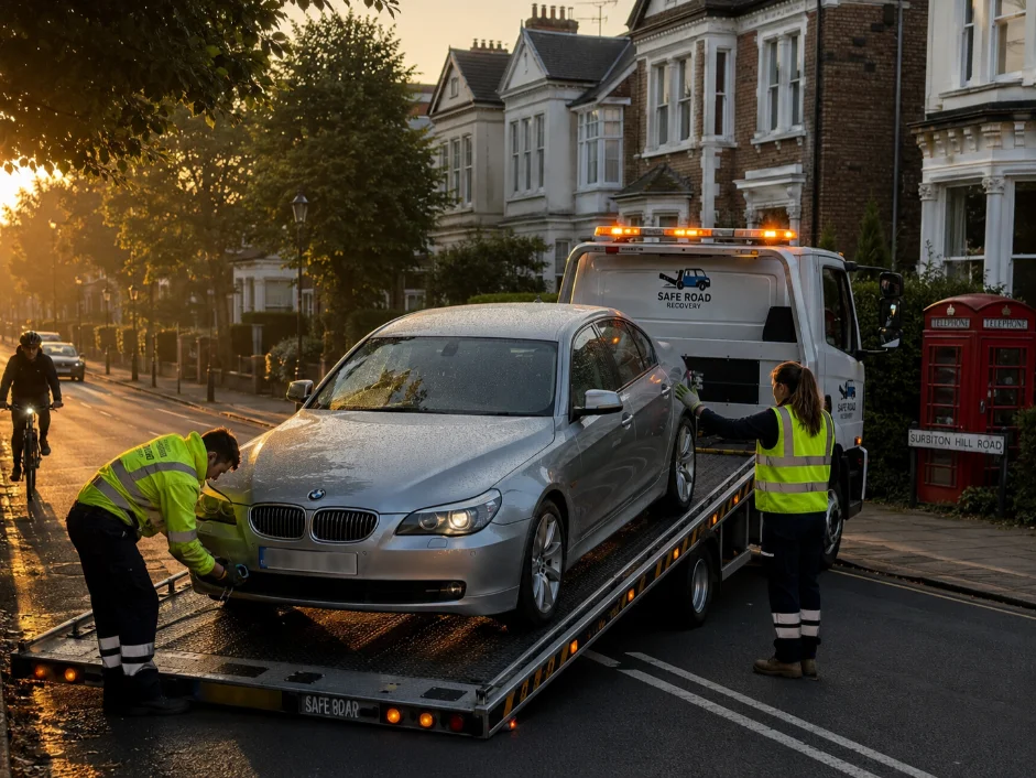 Audi Q5 Recovery Surbiton station at night