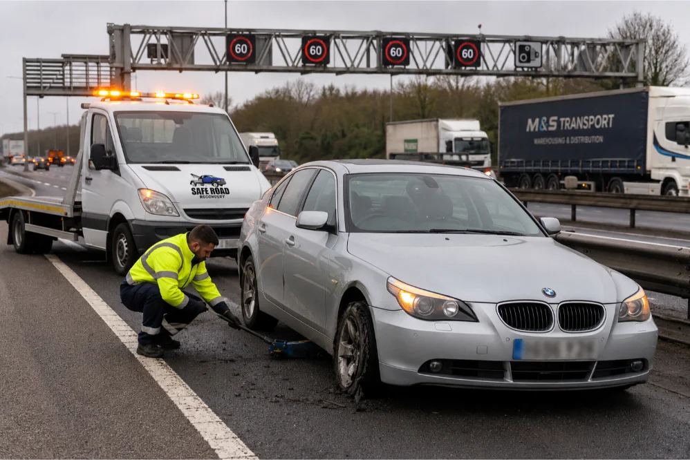 BMW 5 Series Tyre Blowout M25 Heathrow