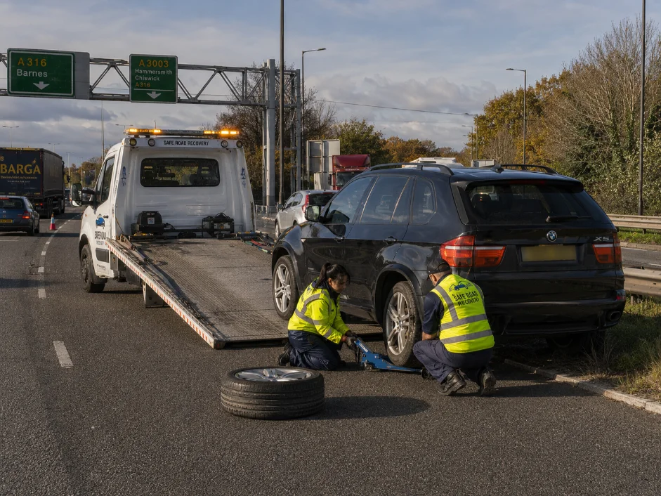 BMW X5 Puncture Recovery A316 Barnes Junction