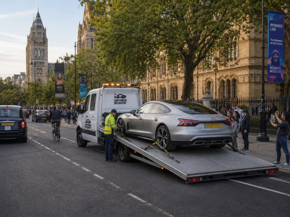 Car Recovery Natural History Museum Audi E tron GT