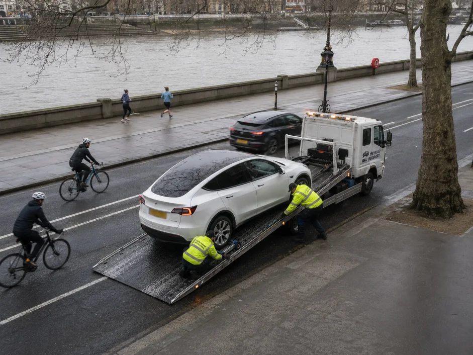 Car Recovery Pimlico Grosvenor Road Tesla Model Y EV Recovery