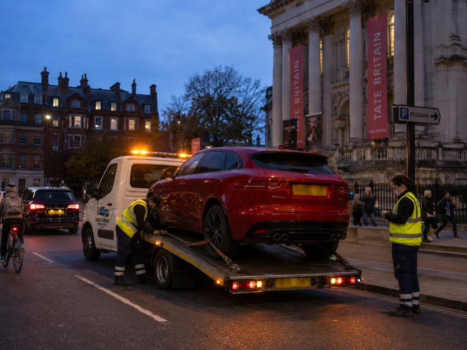 Car Recovery Pimlico Tate Britain Jaguar F-Pace Evening