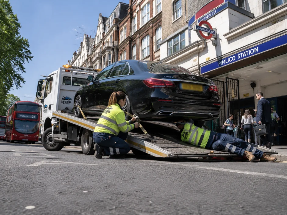 Car Recovery Pimlico Underground Station Mercedes E-class