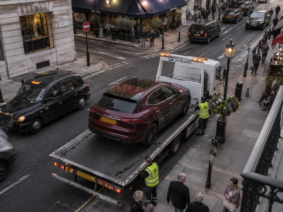 Covent Garden Car Recovery Maserati Grecale Wellington street