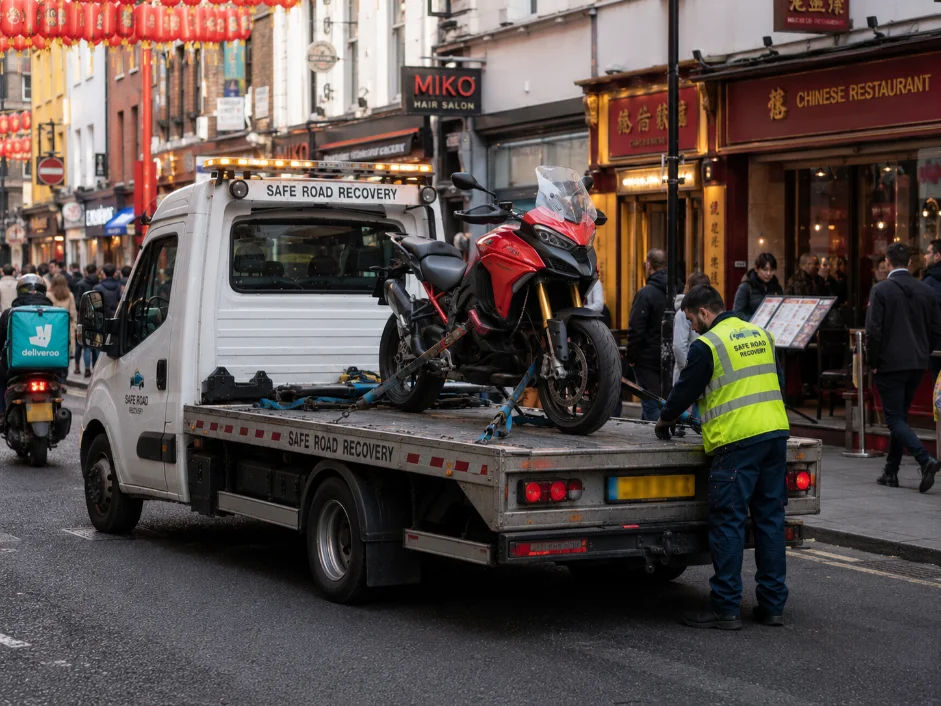 Ducati Multistrada V4 Motorbike Towing Chinatown