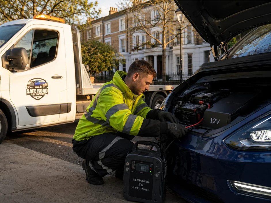 Electric Car 12v Battery Jump Start Roadside assistance