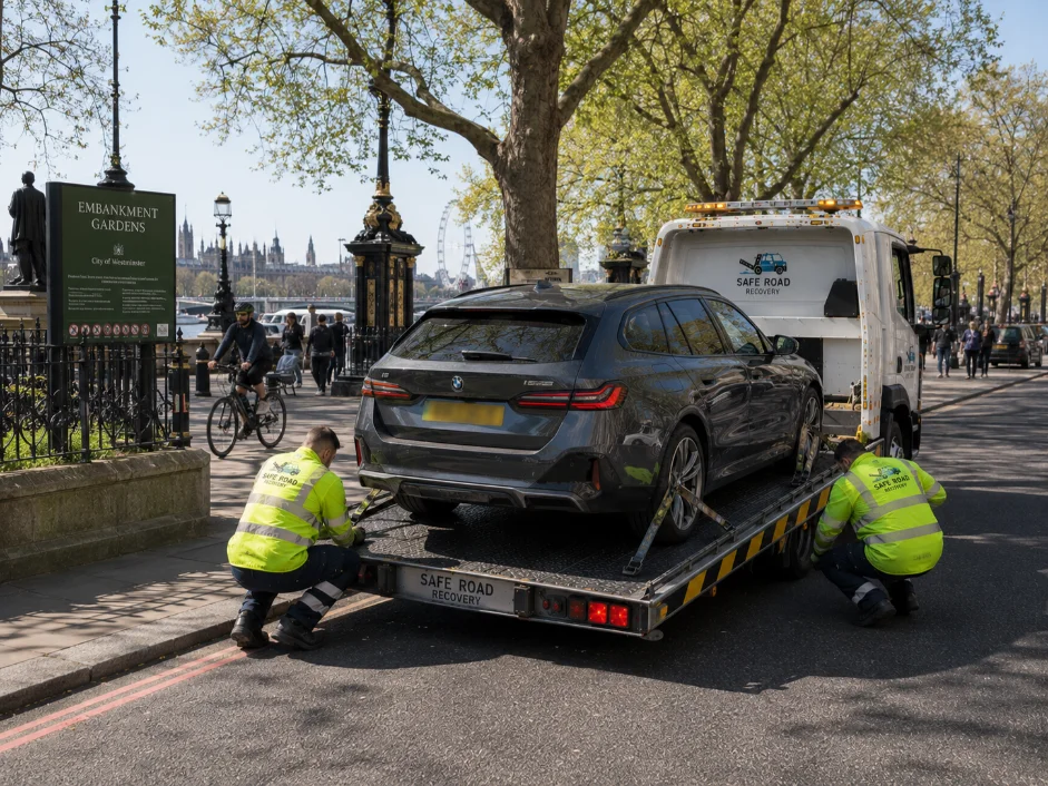 Embankment Gardens Car Recovery BMW i5 Touring