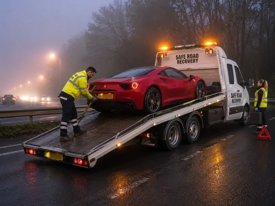Ferrari 488 Motorway Breakdown Flatbed Recovery on A3 Road