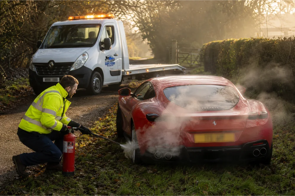 Ferrari Roma Engine Fire Epping Forest