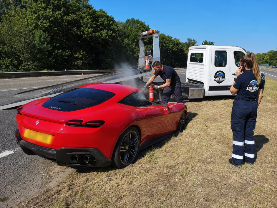 Ferrari Roma Engine Fire Roadside assistance and recovery
