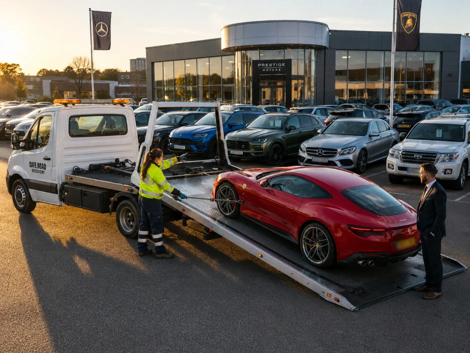 Ferrari Roma Luxury Car Dealership and transport