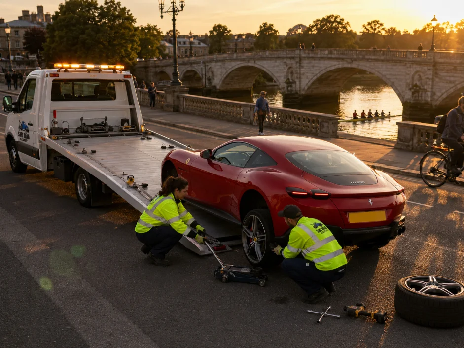 Ferrari Roma Puncture Recovery Richmond Bridge Golden Hour