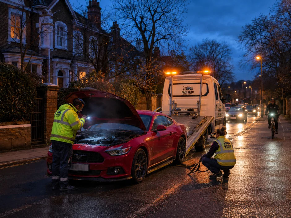 Ford Mustang Engine Breakdown Recovery Kingston Residential Street