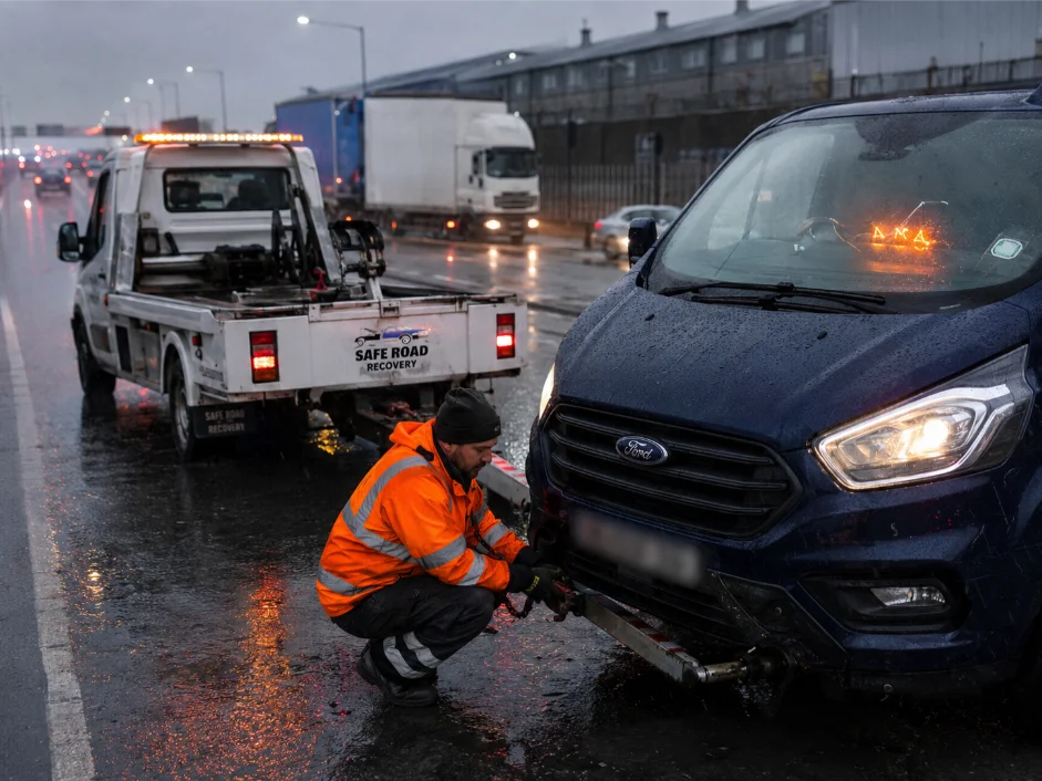 Ford Transit Breakdown Recovery on Motorway during heavy rains