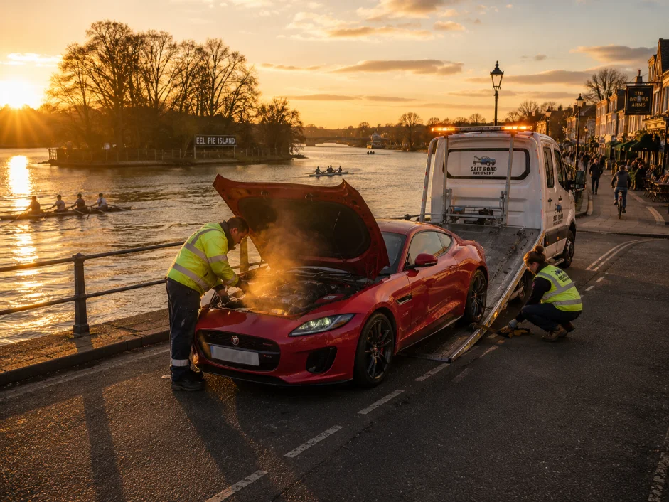 Jaguar F-type Overheating Recovery Eel pie Island Twickenham