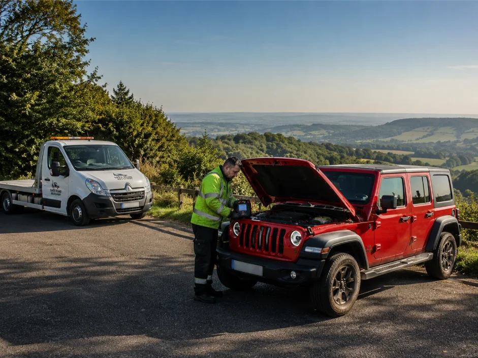 Jeep Wrangler Battery Jump start roadside recovery