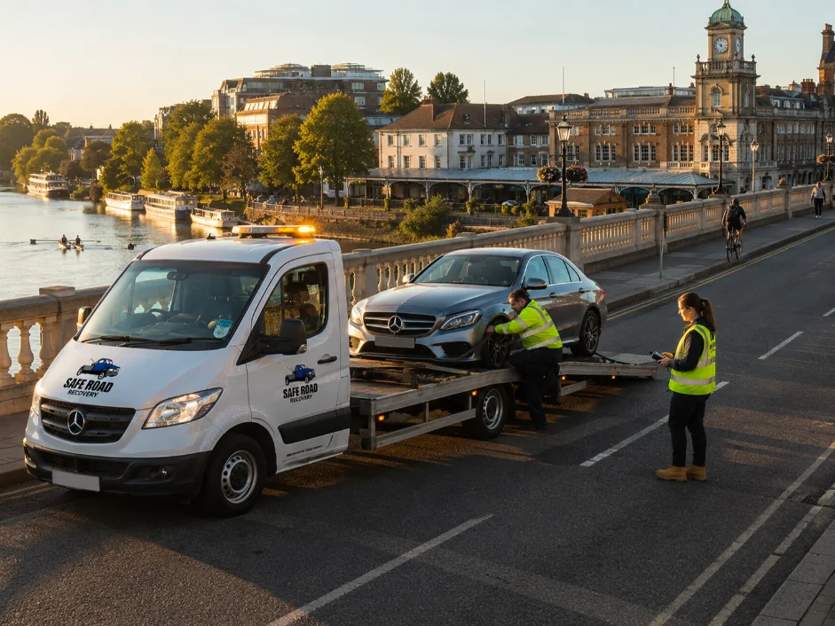 Mercedes C-class Flatbed Recovery Kingston Bridge