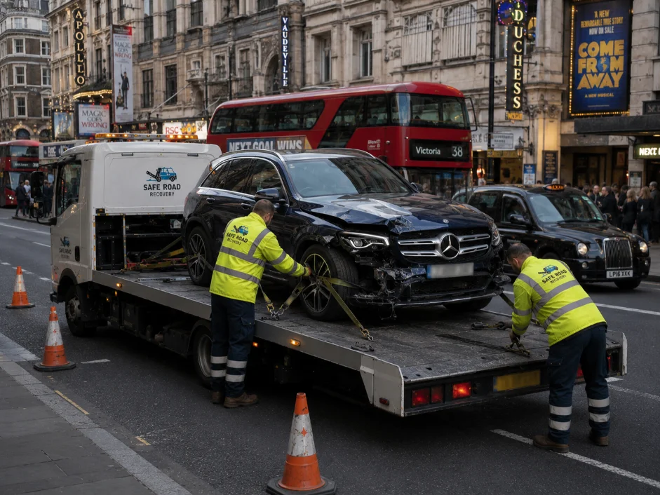 Mercedes GLC Accident Reecovery Shaftersbury Avenue Soho