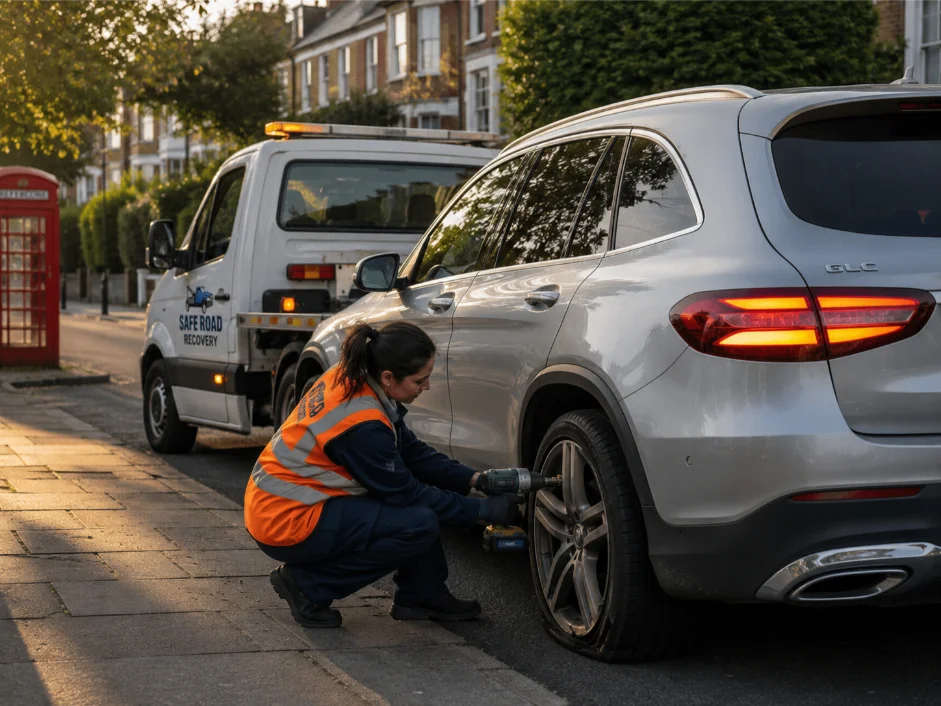 Mercedes GLC flat tyre roadside assistance London
