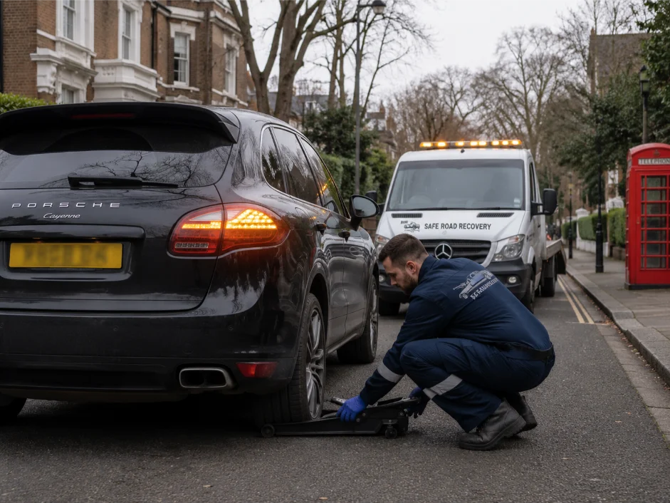 Porsche Cayenne flat Tyre Roadside assistance