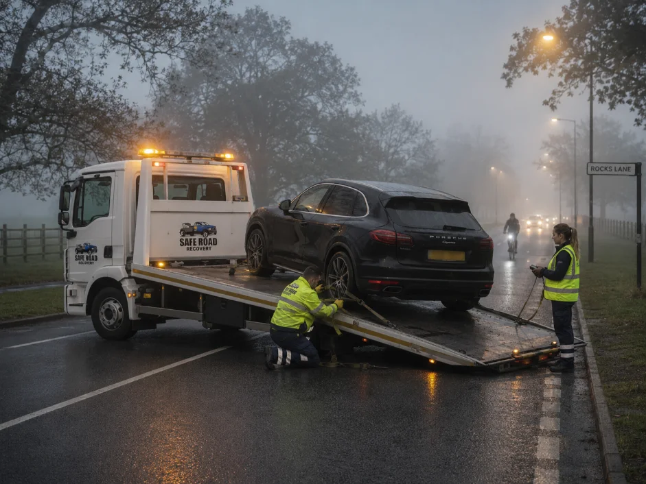 Porsche Cayenne Recovery Rocks Lane Barnes fog