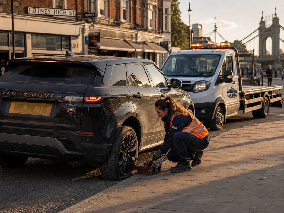 Range Rover Evoque Fiat tyre recovery Putney