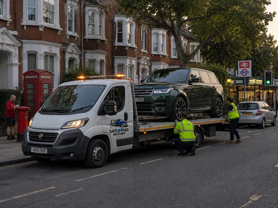 Range Rover Flatbed Recovery Near Underground station