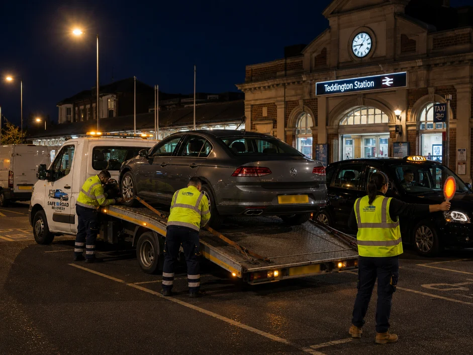 Volkswagen Passat Recovery Teddington Station at Night