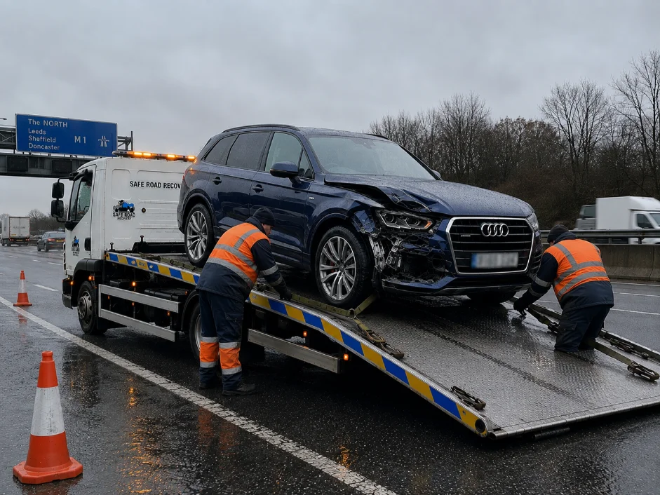 Audi Q7 Accident Recovery Service on M1 Motorway, United Kingdom