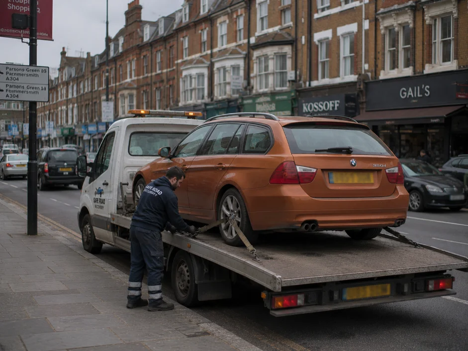 BMW 320D Estate Car Recovery in Fulham, England