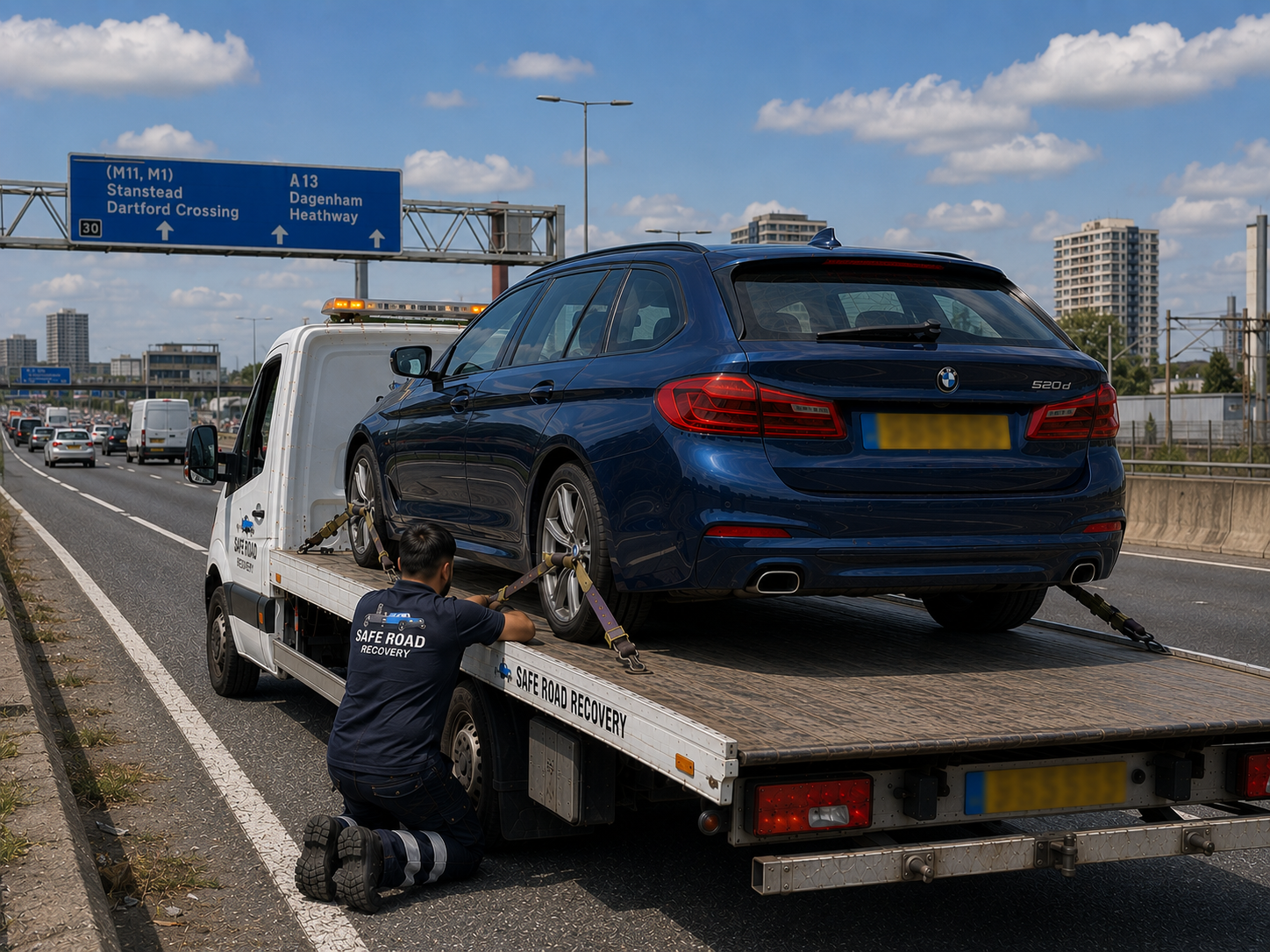 BMW 520D Recovery A13 Dagenham, UK