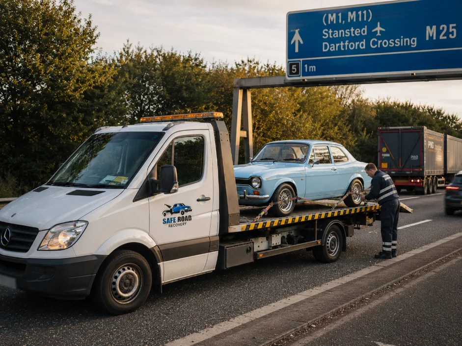 Ford Escort Classic Car Recovery M25 Motorway