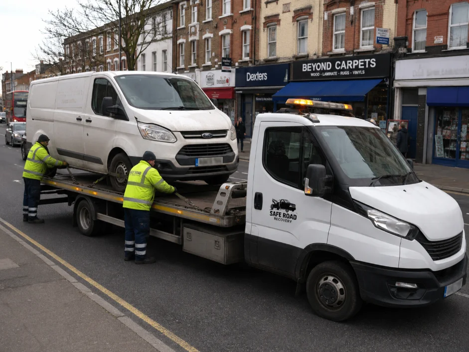 Ford Transit Van recovery in Southfields, England