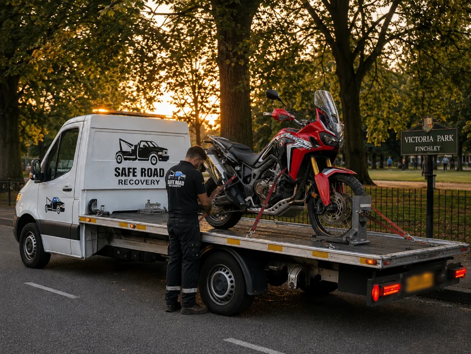 Honda Africa Twin Motorbike Recovery Victoria Park Finchley, UK
