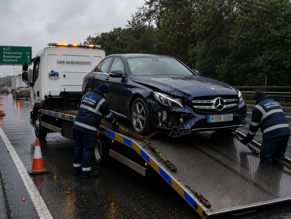 Mercedes C-class Accident recovery A12 Chelmsford