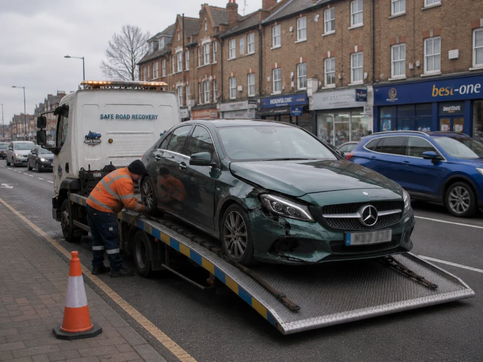 Mercedes C-class Accident recovery in Hounslow