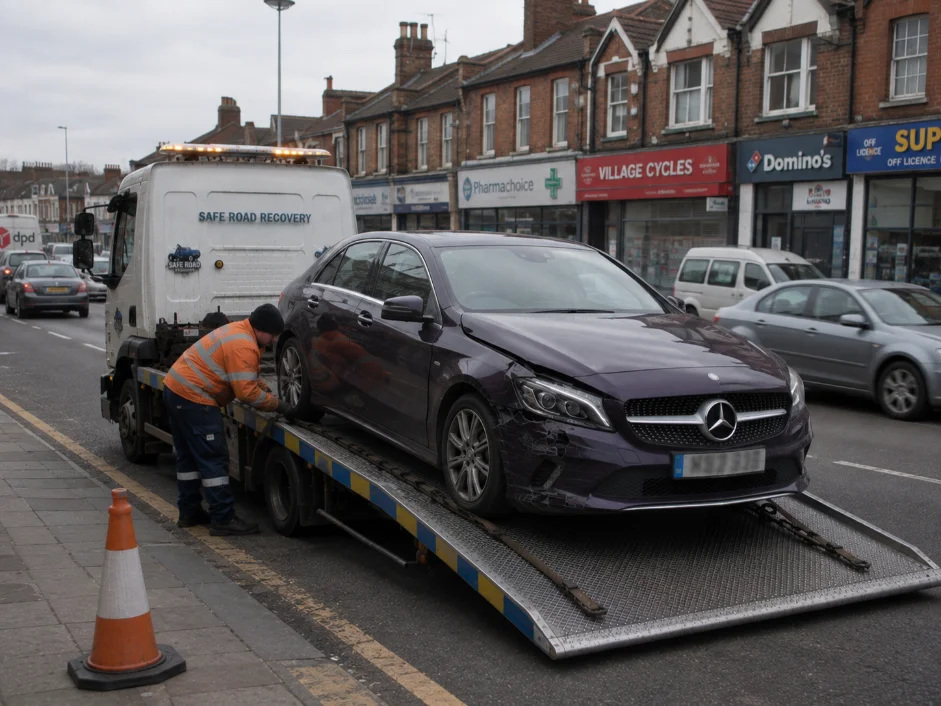 Mercedes C-class Accident recovery in Isleworth