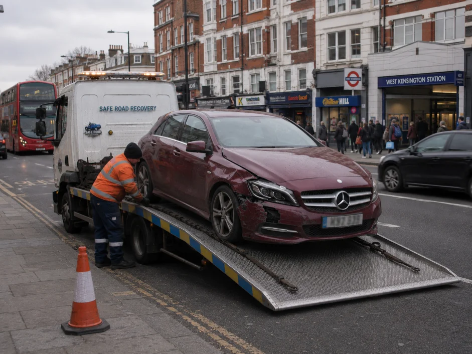 Mercedes C-class Accident Recovery near West Kensignton Station