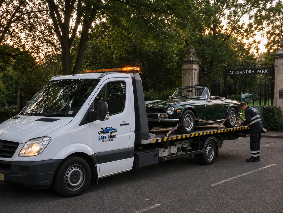 MGB Roadster Classic Car Towing Alexandra Park Wood Green
