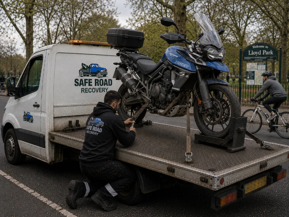 Triumph Tiger Motorcycle Recovery Walthamstow near Lloyd Park