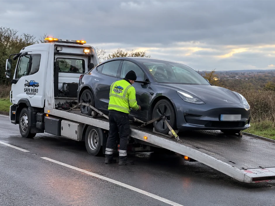 Roadside Tesla Recovery in the Countryside