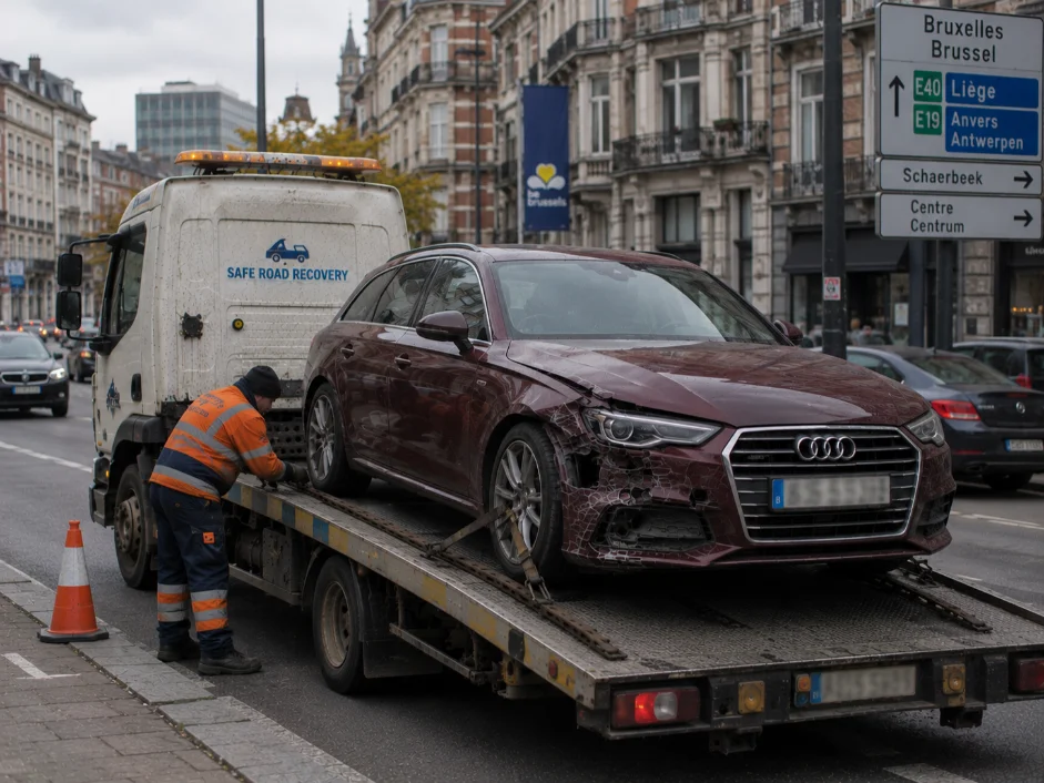 Audi A6 Accident Recovery Brussels Belgium