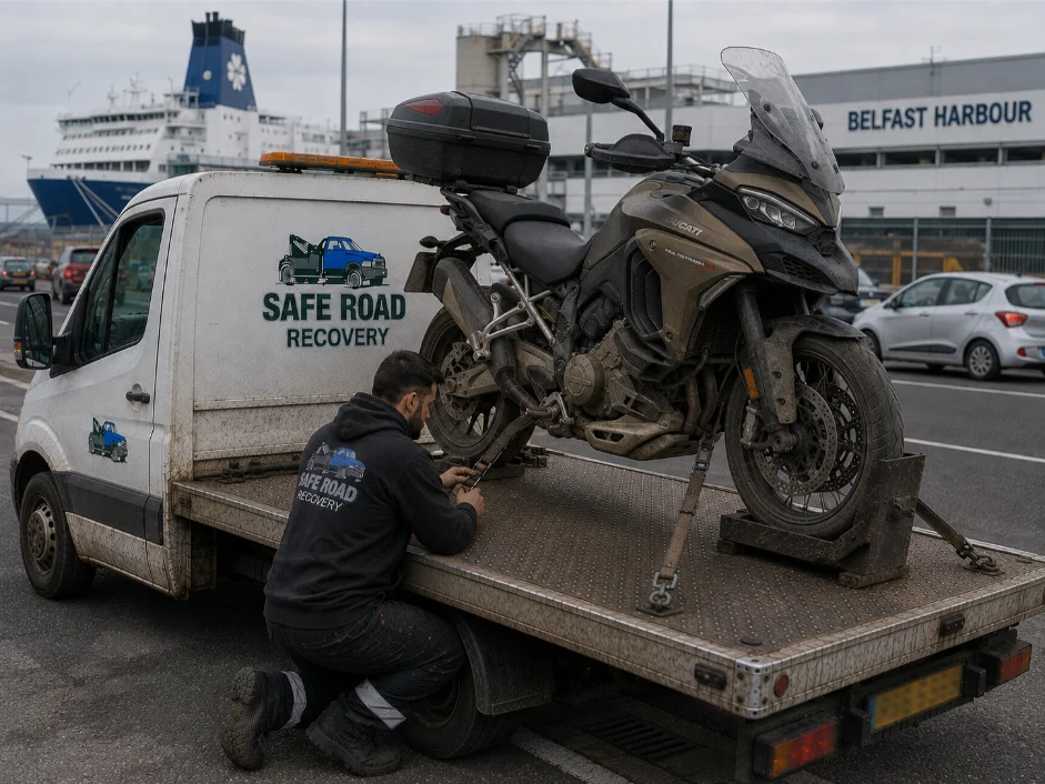 Ducati Multistrada Motorbike Towing Belfast Harbour Nothern Ireland