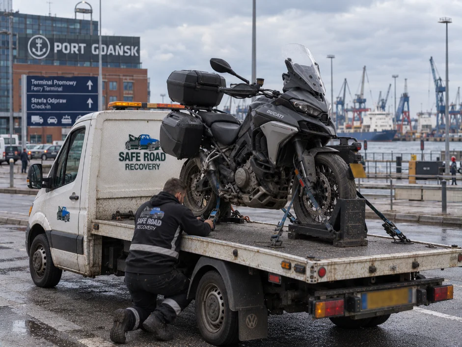 Ducati Multistrada Motorbike Towing & Transport from Gdansk Poland to United Kingdom