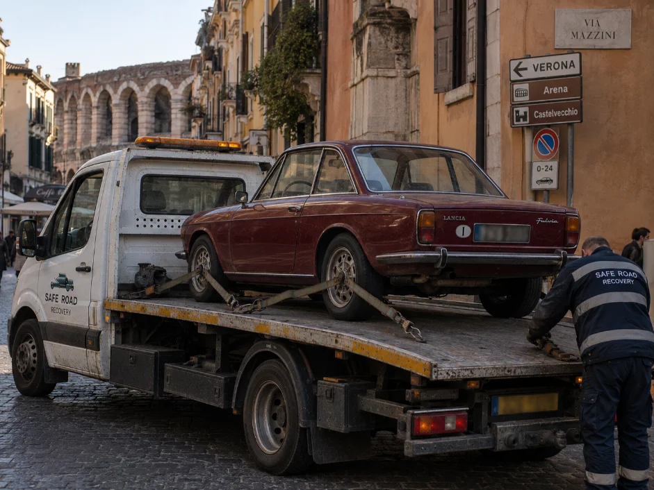 Lancia Fulvia Classic Car Towing in Verona, Italy to UK
