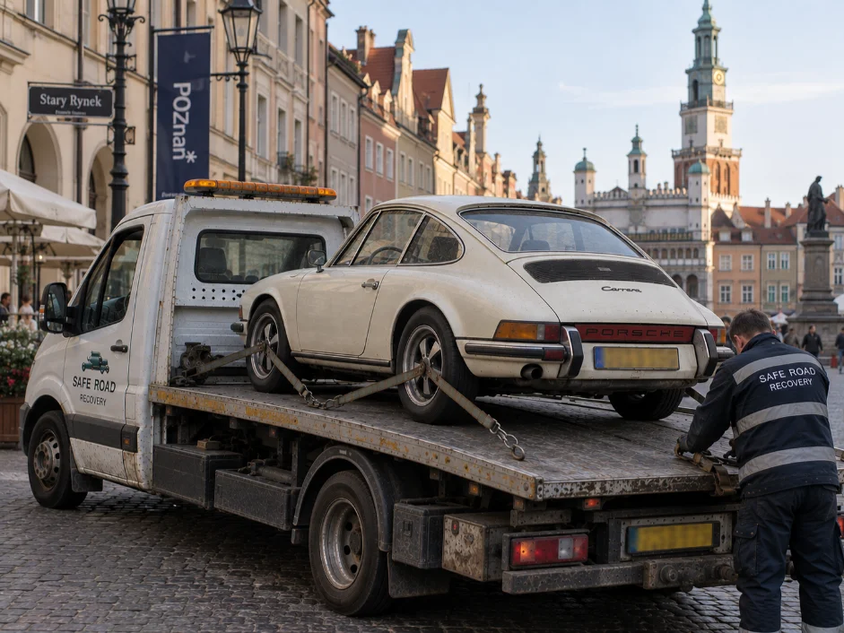Porsche 911 Classic Car Towing Poznan Poland to UK