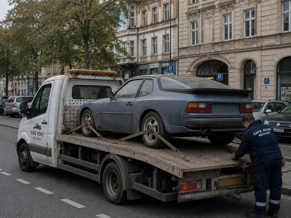 Porsche 944 Classic Car Towing in Stuttgart Germany